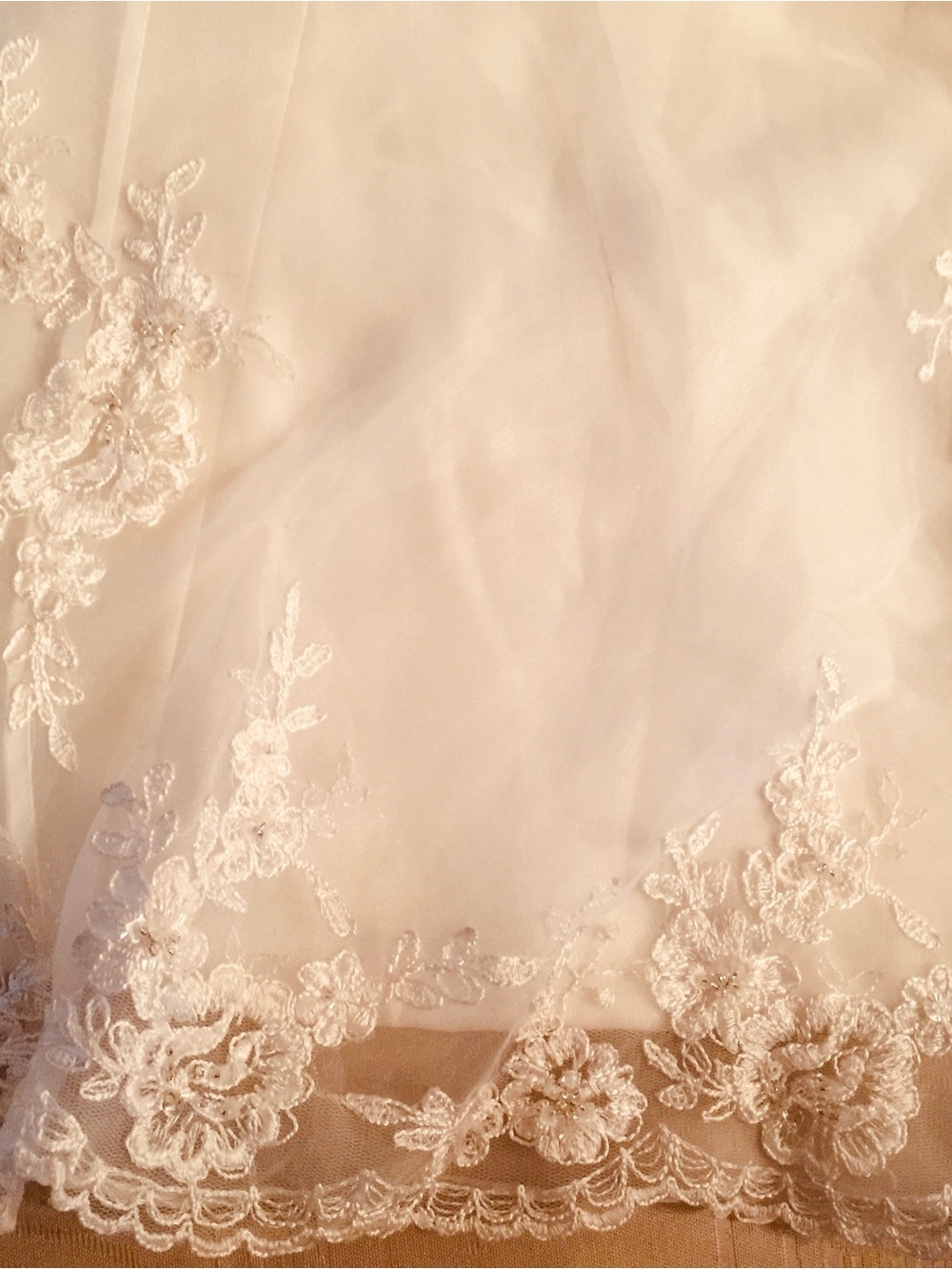 Romantic Cream Lace-Trim Wedding Dress